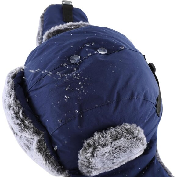 Faux Fur Lined Winter Trapper Hat with Face Mask for Men Women Cold Outdoor Use - Picture 7 of 7